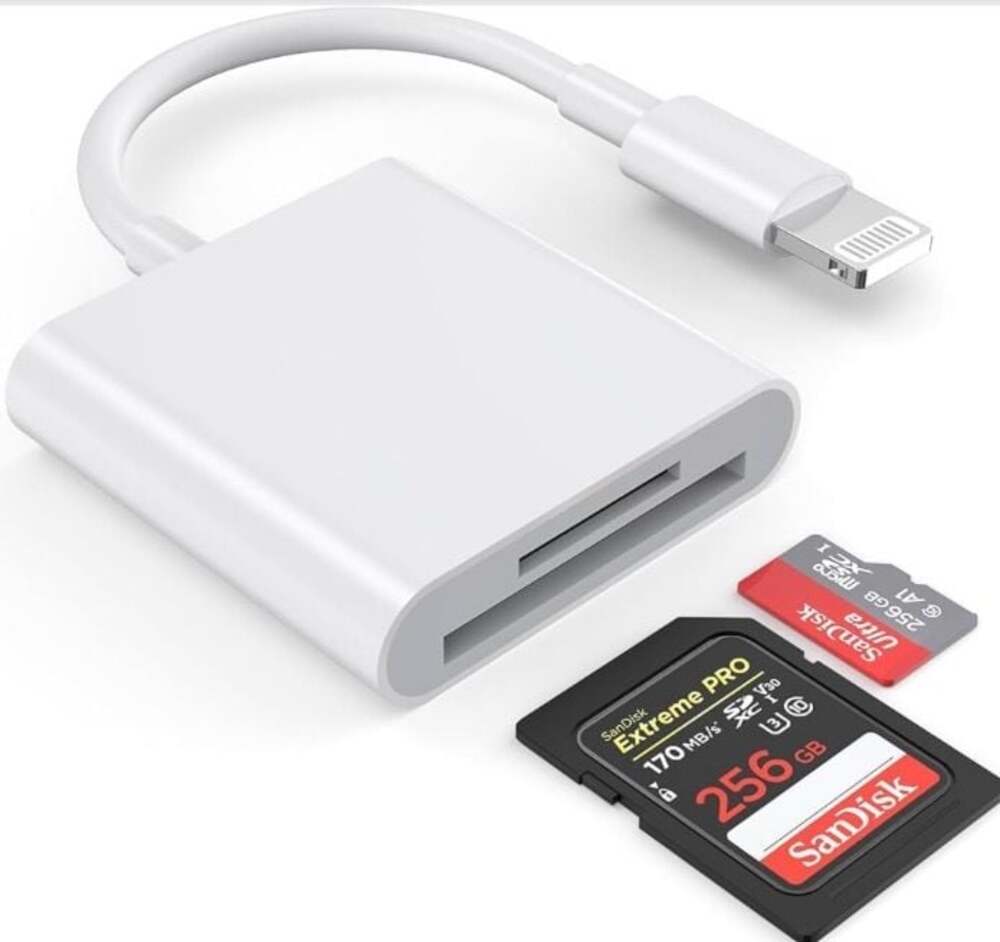 Lightning to SD Card Camera Reader, iPhone/iPad Memory Card Adapter, White